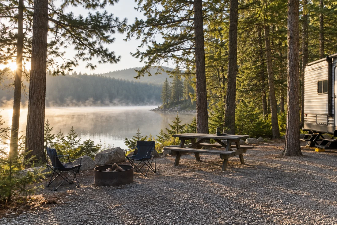 Illustrative camp scene